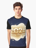Happy New Year 2026 with Golden Bubble Graphic T Shirt T Shirt Streetwear Style Best Seller Look
