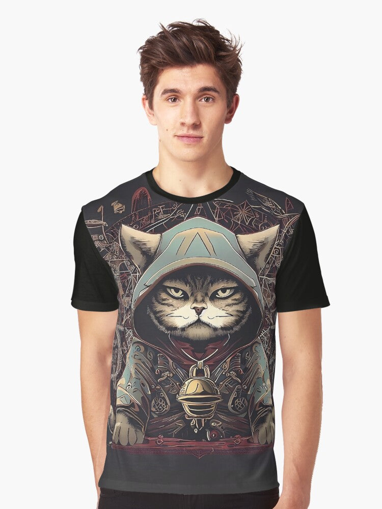 Feline Charm Mystery and Elegance Graphic Shirt T Shirt US Trend
