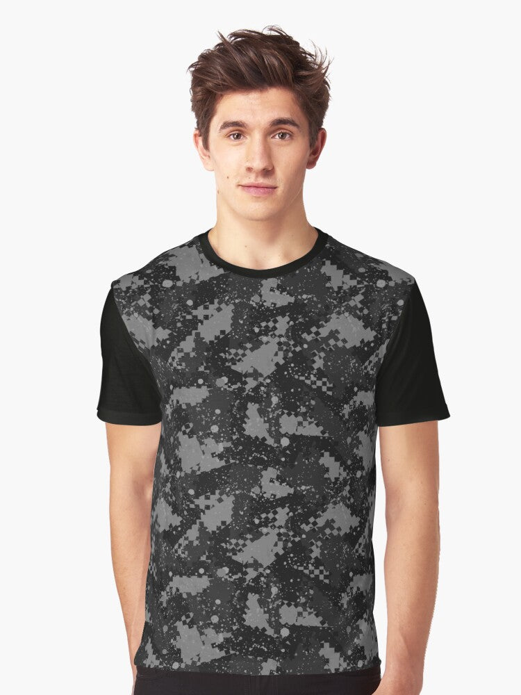 Gun Metal Grey Soldier Digital Dark Camouflage Graphic T Shirt T Shirt High Search Demand Streetwear Essential