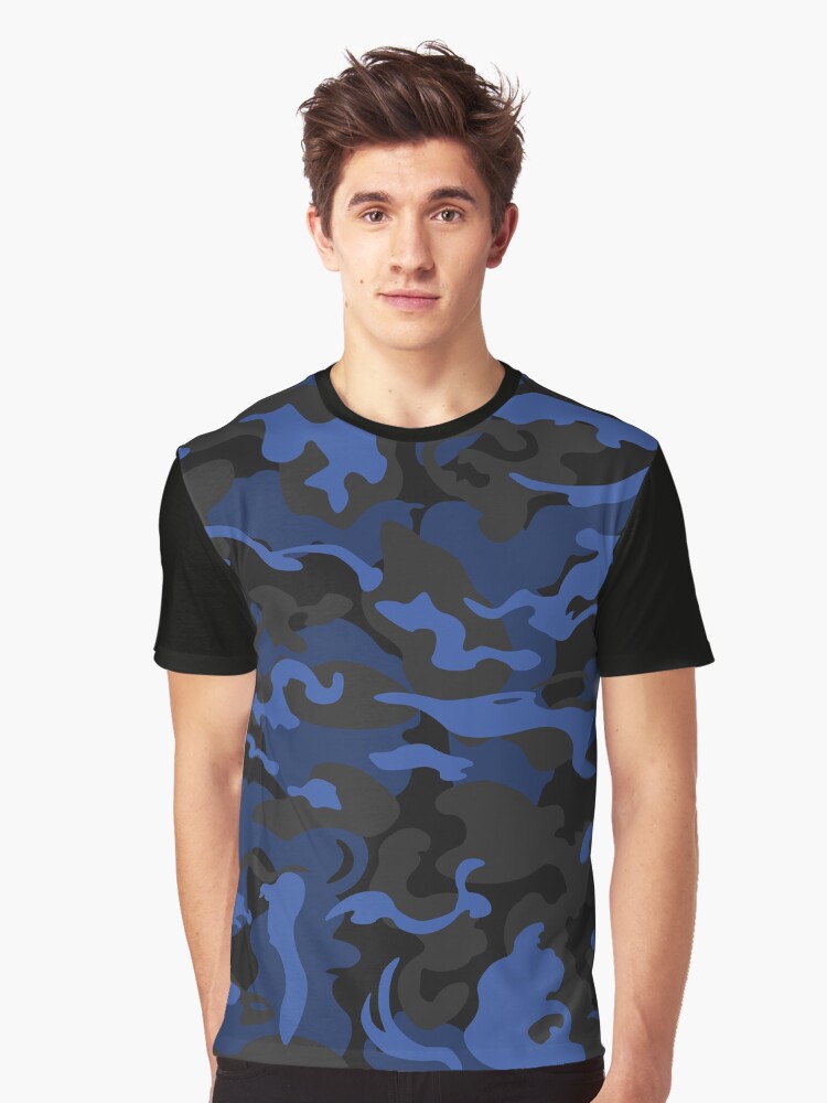 Camo Style Black Blue Camouflage Graphic T Shirt T Shirt Aesthetic Fit Top Rated Design