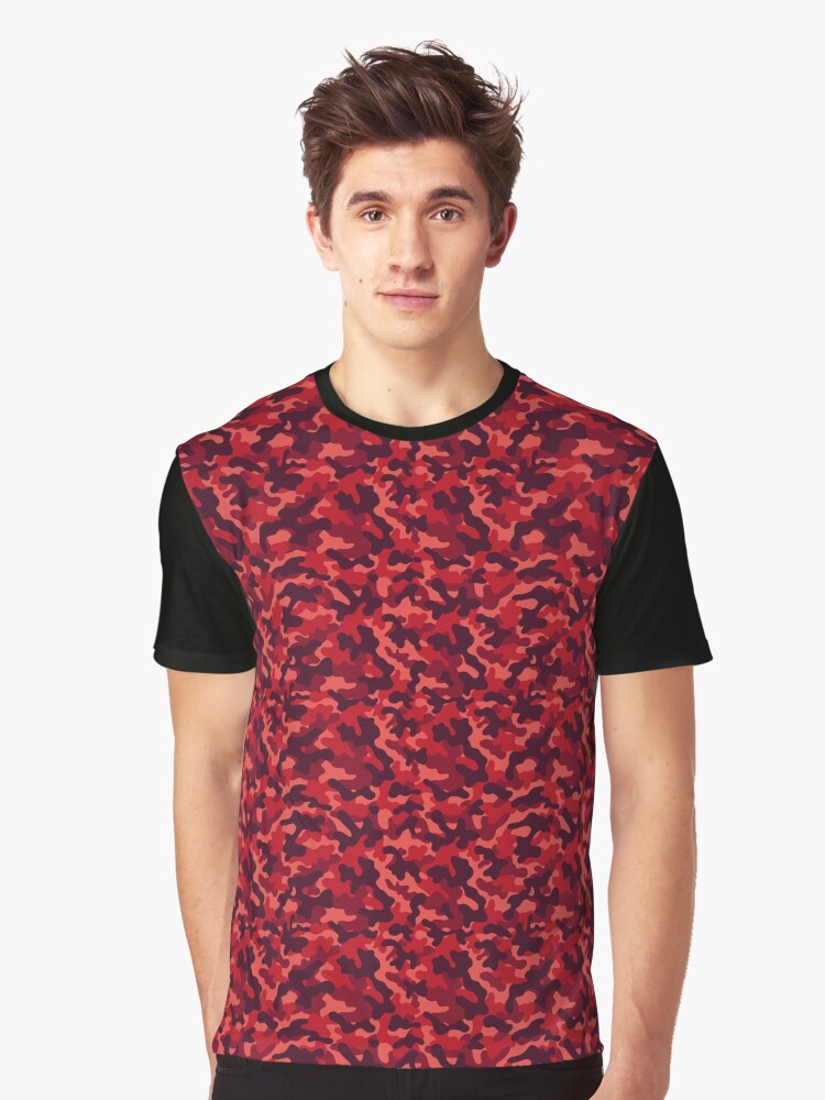 Camouflage Pattern Underground Red Graphic T Shirt T Shirt Aesthetic Fit Daily Comfort