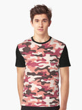 Peach Urban Camo Pink Brown Ruby Red Graphic T Shirt T Shirt Trending 2025 Daily Comfort