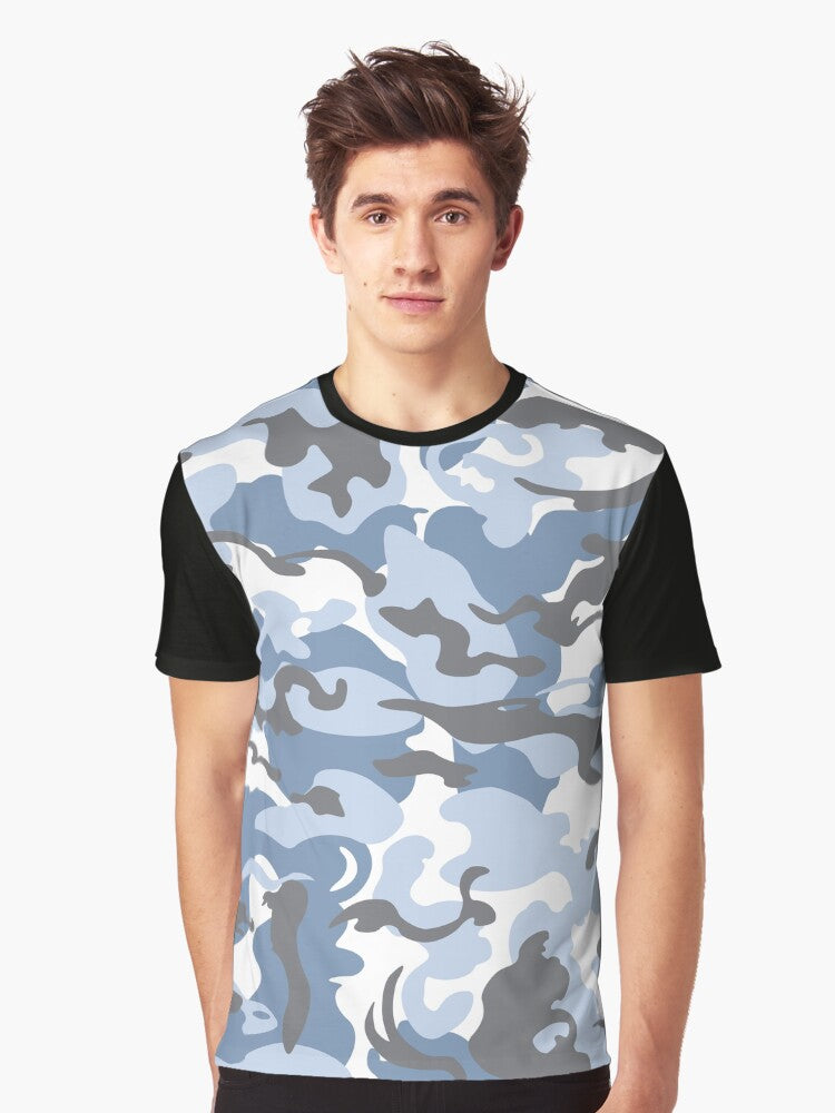 Camo Style white and blue snow camouflage Graphic T Shirt T Shirt High Search Demand High CTR Pick
