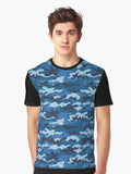 Navy Blue Army Camo Pattern Graphic T Shirt T Shirt Premium Quality Streetwear Essential