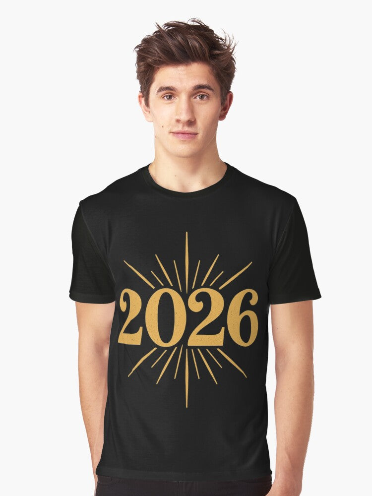 2026 Gold Burst New Year Celebration Fireworks Glow Graphic T Shirt T Shirt High Search Demand Best Seller Look