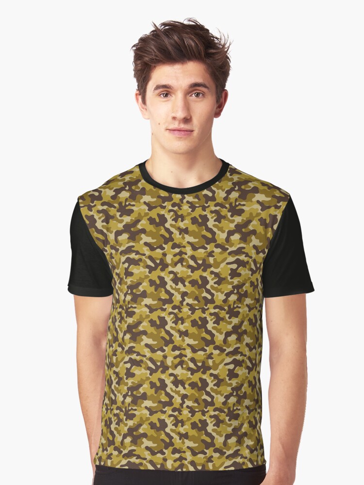 Camouflage Pattern Mustard Graphic T Shirt T Shirt Viral US Style Streetwear Essential
