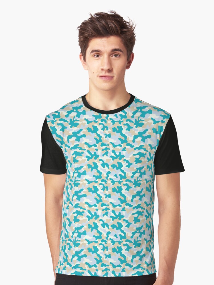 Camouflage Pattern Multicolor Bluish Cream Graphic T Shirt T Shirt Viral US Style Fan Favorite