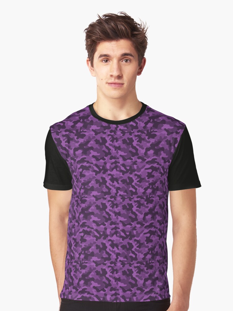 Camouflage Pattern Dark Purple Graphic T Shirt T Shirt High Search Demand Streetwear Essential