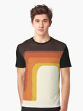 Mid-Century Modern Meets 1970s Orange Rainbow Graphic T-Shirt | Premium Unisex T-Shirt, Trending Graphic Tee