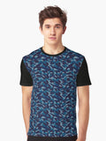 Camouflage Pattern Dark Deep Blue Graphic T Shirt T Shirt Best Seller Look High CTR Pick
