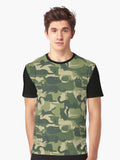 Camouflage Pattern with Cats Green Cat Camo Graphic T Shirt T Shirt Best Seller Look Streetwear Essential