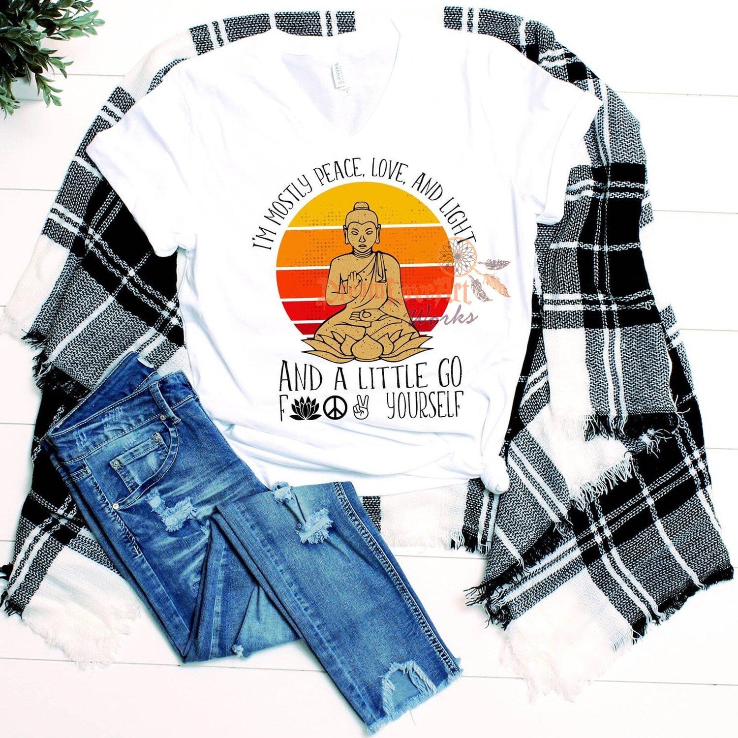 Peace Love Light Hippie T-Shirt | Boho Yoga Meditation Tee
