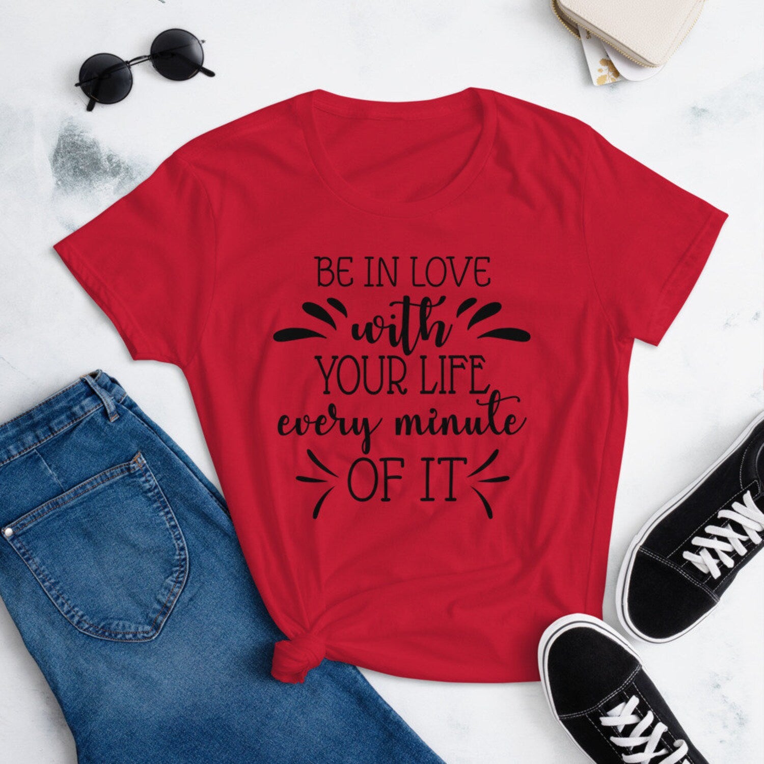Be In Love With Your Life T-Shirt | Love Quote Power Yoga Meditation Positive Quotes Gift Her Tee