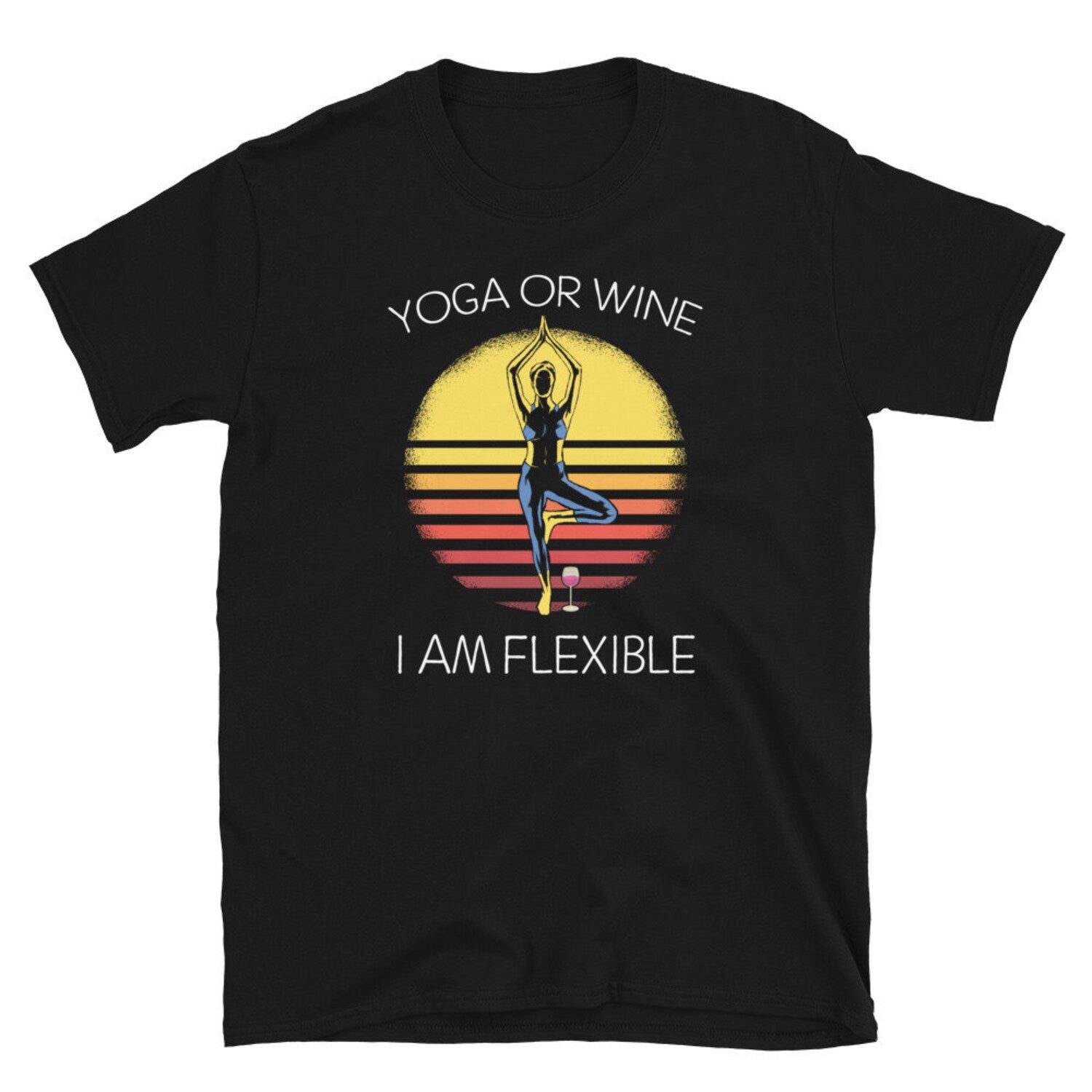 Retro Tree Pose Woman Yoga Wine Quote Unisex T-Shirt