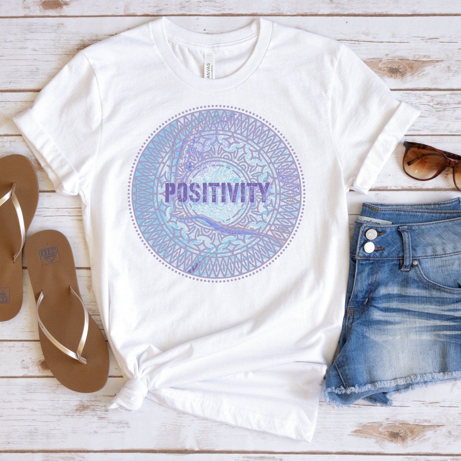 Positivity T-Shirt | Inspiration Motivational Positive Mandala Yoga Teacher Graphic Tee