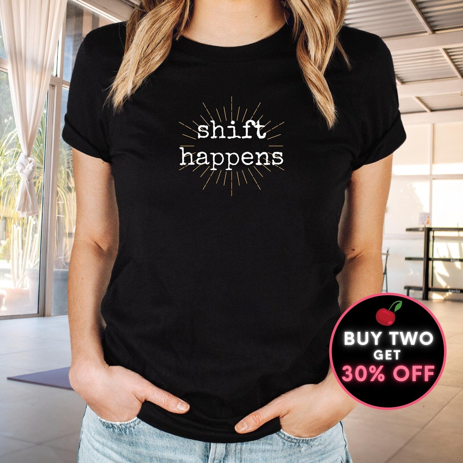 Reiki Tshirt: Conscious Shift Happens Yoga Quote Tee for Energy Healing Gift