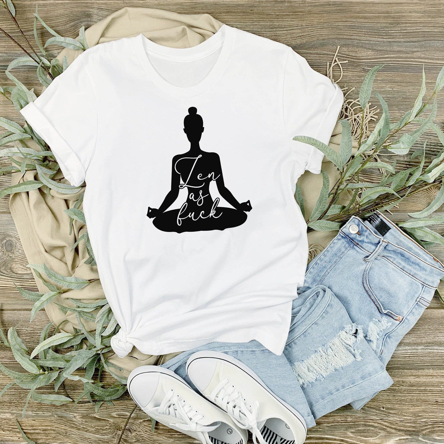 Zen As F*ck T-Shirt: Meditation Design Shirt, Inspirational Motivational Quote T-shirt Gift