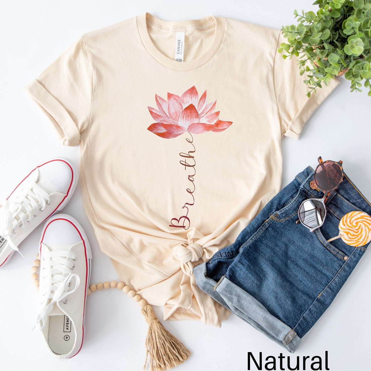 Lotus Flower Shirt: Breathe Shirt, Yoga Gift, Meditation T-shirt, Pilates Tee Gift