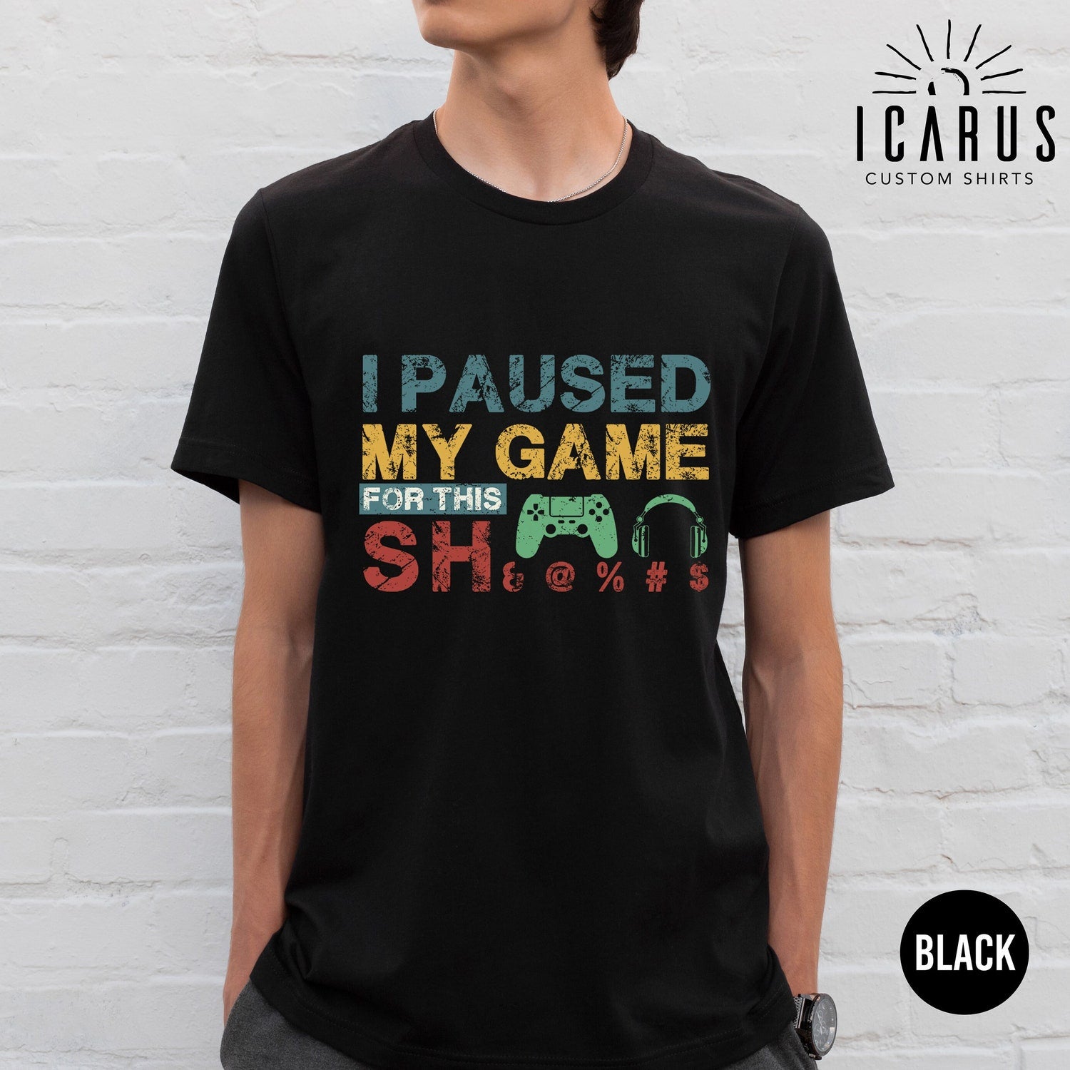 Funny Shirt for Gamers, I Paused My Game For This SH&@%# Gaming Tee, Sarcastic Gamers Gift, Rude Christmas Sweater, Husband Dad Gift for Son
