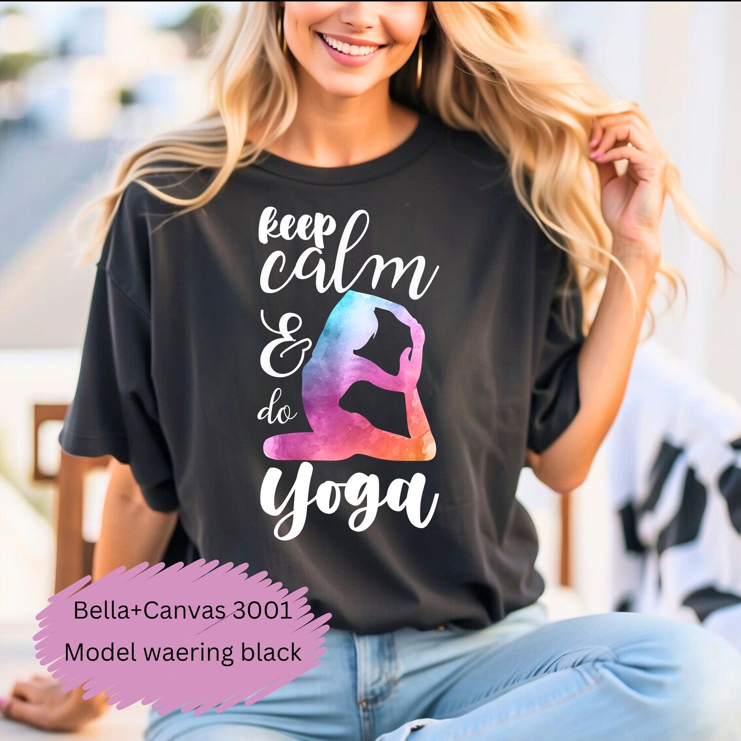 Yoga T-shirt Keep Calm | Motivational Inspirational Meditation Teacher Lover Gift Mom Tee