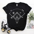 Who's on First Funny Baseball Positions Names Dark Field T-Shirt, Baseball Players, Gift Game Sports Fans Coach Birthday Present Kids Adults