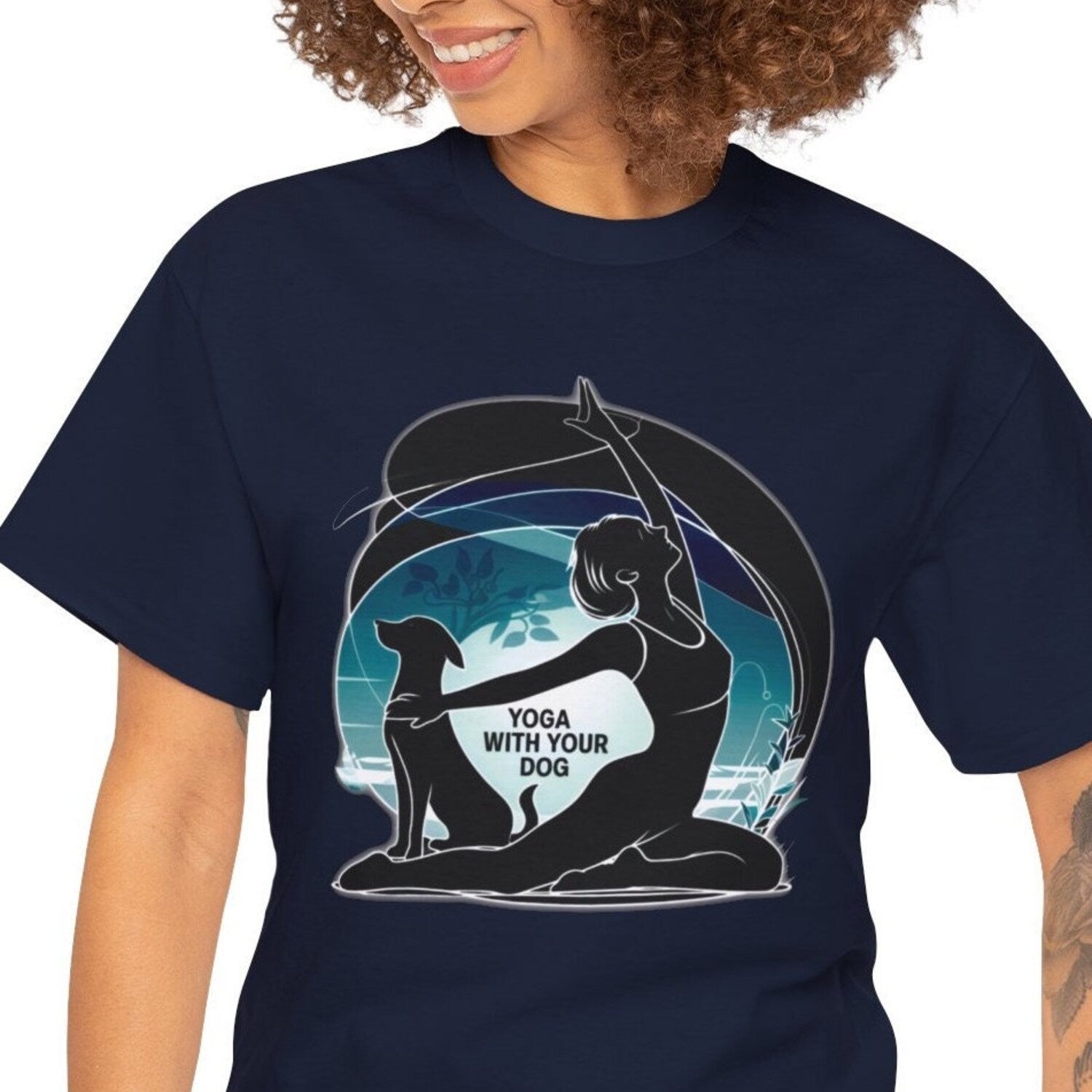 Yoga With Dog Lover Tee | Yoga Dog Meditation Animal Lover Shirt