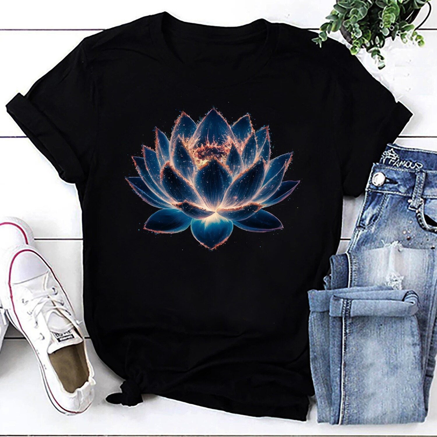 Luminous Lotus Flower Tee: Unisex Meditation Shirt, Spiritual Yoga Gift