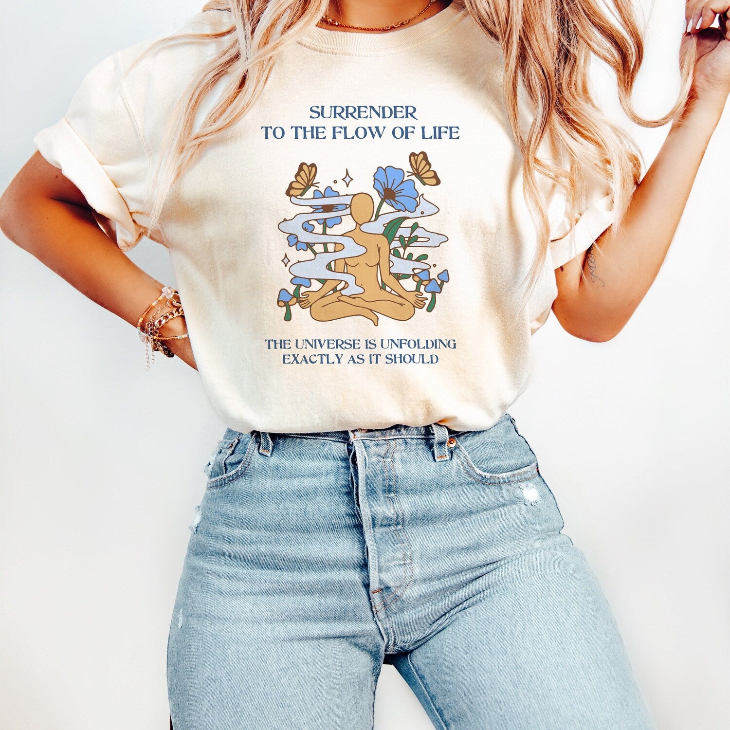 Spiritual Tshirt Mindfulness T-shirt Yoga Tee Inspirational Quote Meditation Clothing Zen Flow Life Positive Affirmation Wisdom Tee