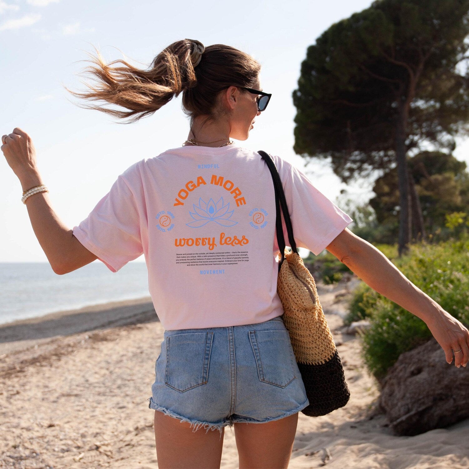 Yoga More Worry Less T-Shirt: Yoga Shirt, Namaste TShirt, Yoga Apparel Mindful Movement Shirt Gift