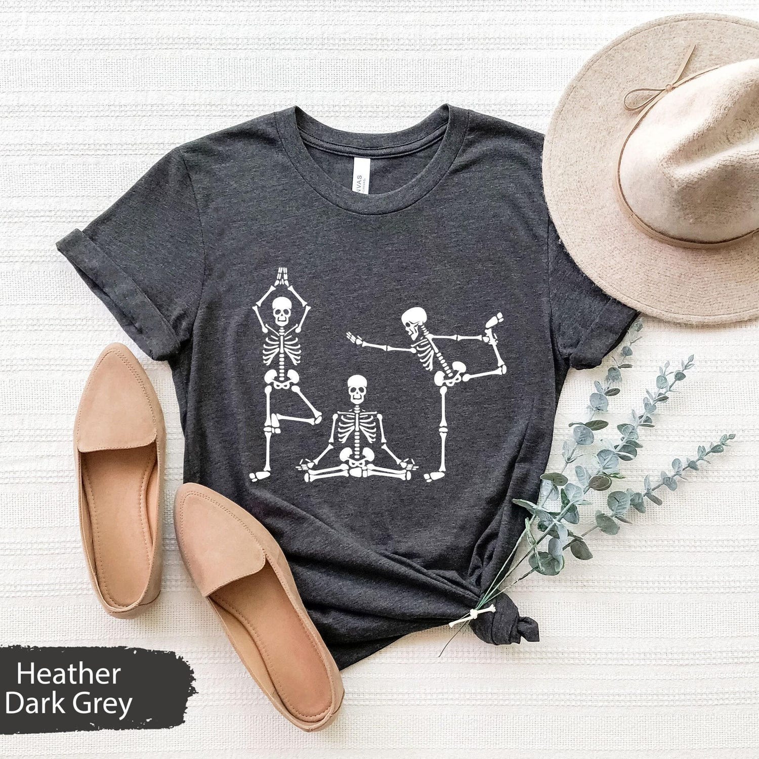 Skeletons Yoga Shirt: Halloween Shirt, Yoga Lover Funny Meditation Shirt Gift