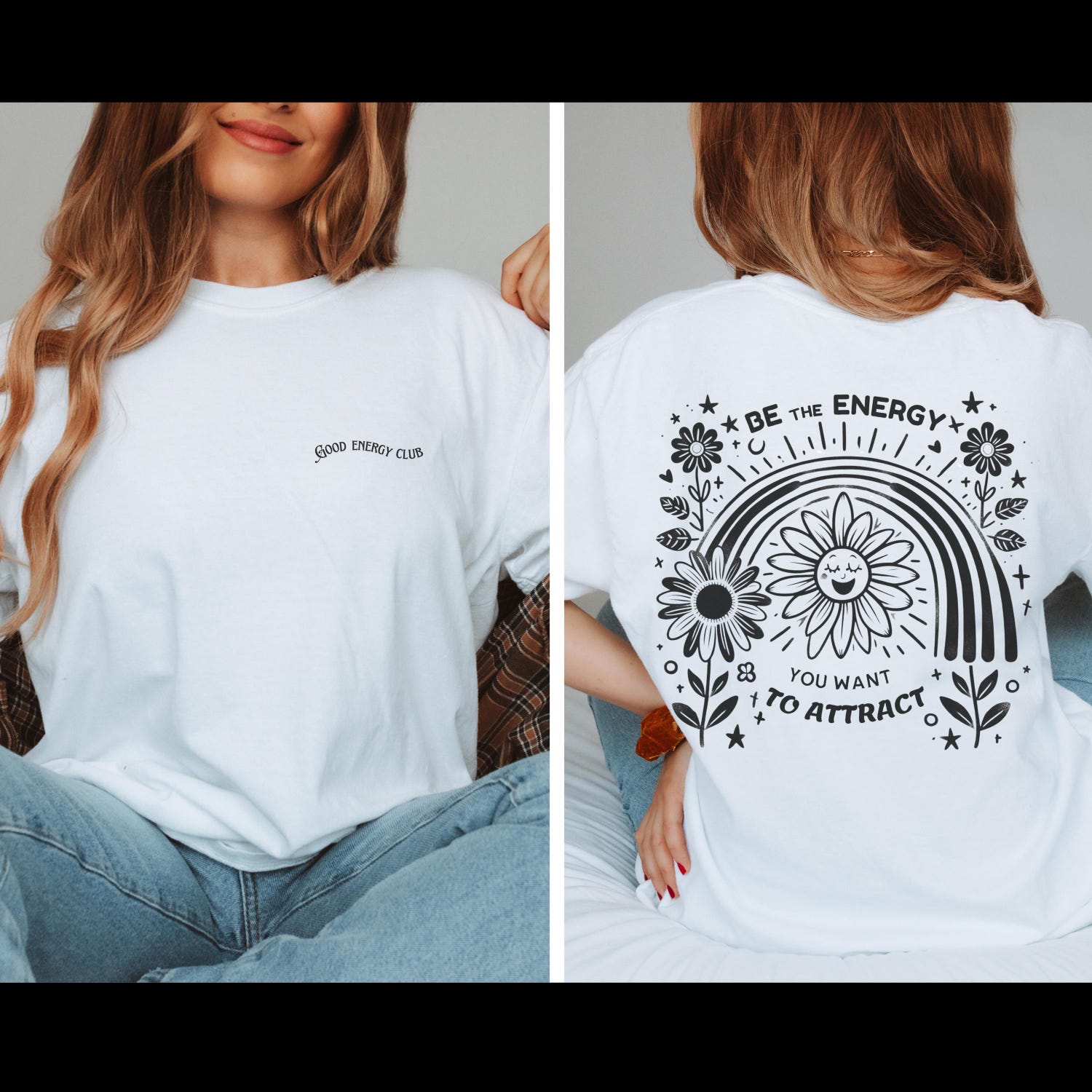 Positive Energy tee | Good Energy Club Sunflower Motivational Be The Energy Attract Spiritual Flower Tee