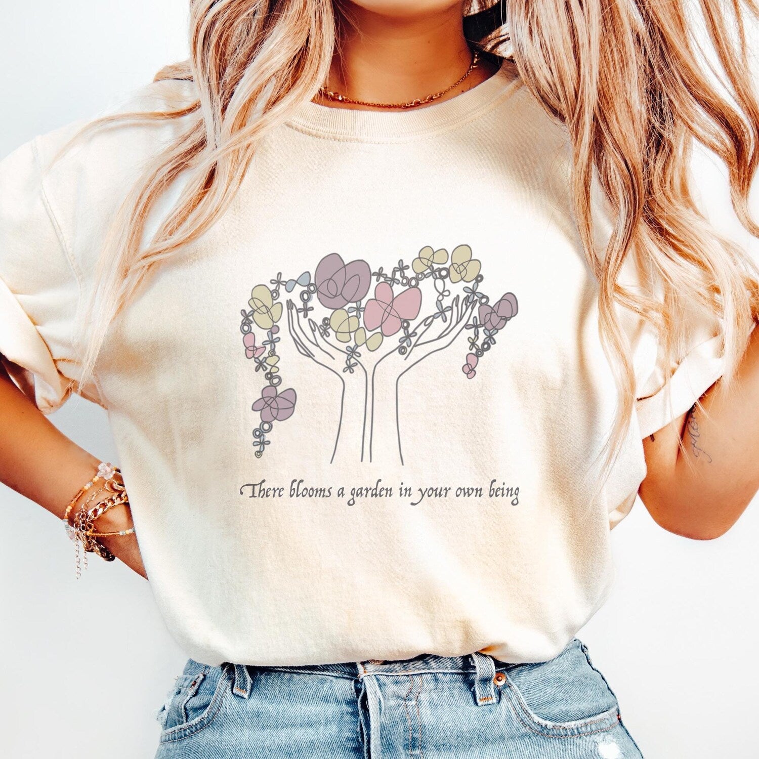 There Blooms a Garden in Your Own Being Rumi Quote Tee: Inspirational Floral T-shirt