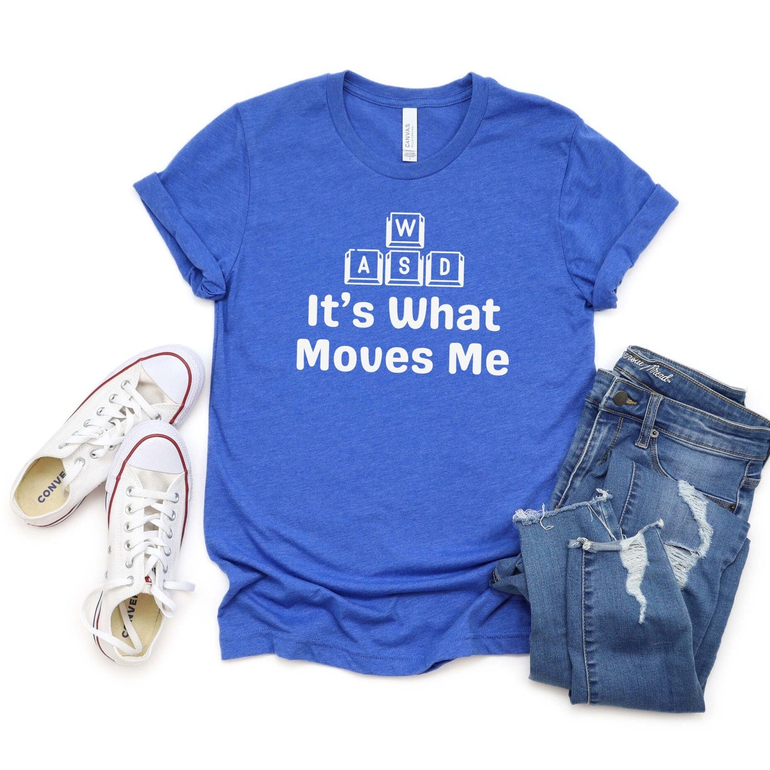 WASD It's What Moves Me T-Shirt | Funny Gamer Tee | Computer MMO FPS Shirt