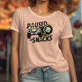Paused for Snacks Gamer T-Shirt: Funny Gaming Tee