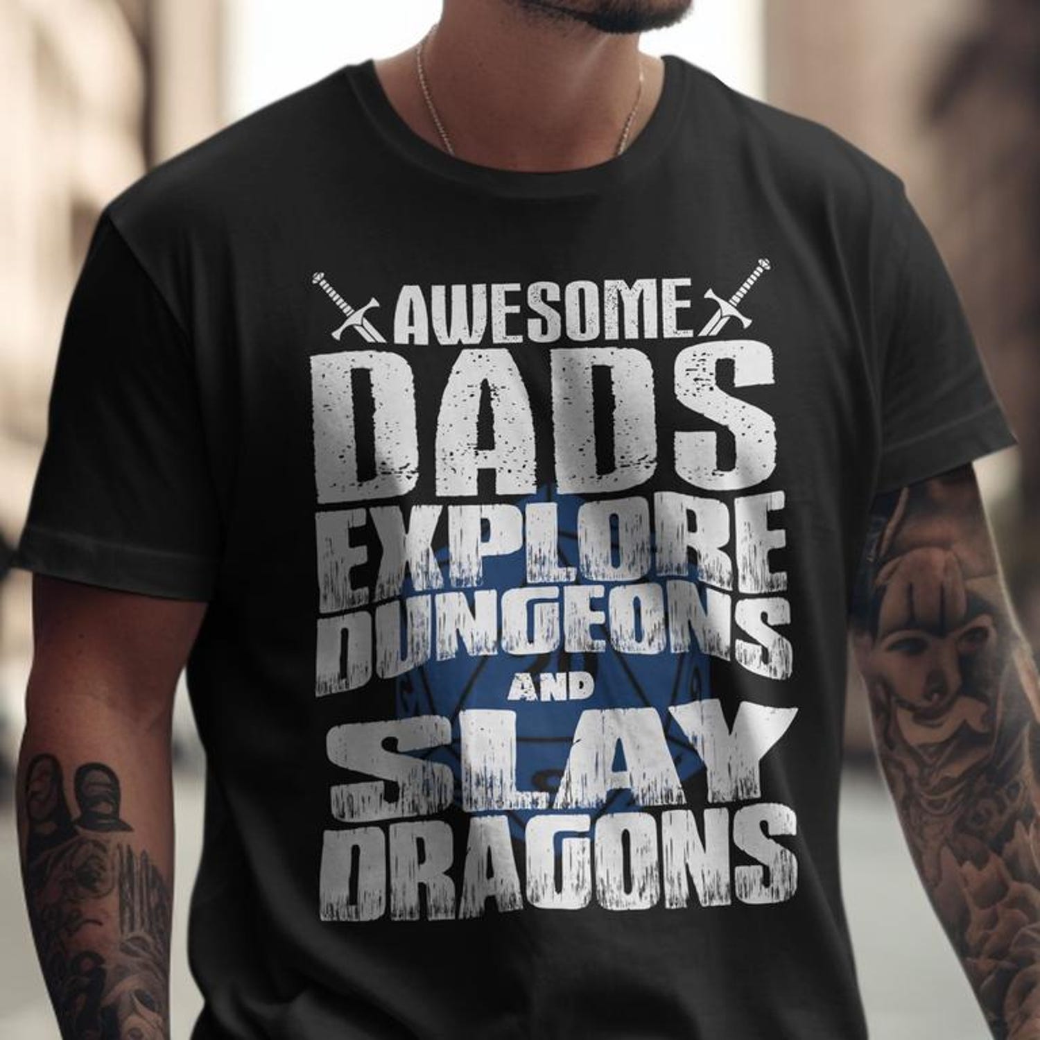 Awesome Dads Dungeons Tabletop RPG Roleplaying Dragons DND Gamer T-Shirt, Funny Father's Day Gift
