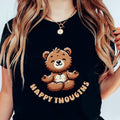 Yoga Shirt Bear Yoga Lover Happy Thoughts Funny Gift Meditation Class Positive Namaste Tee