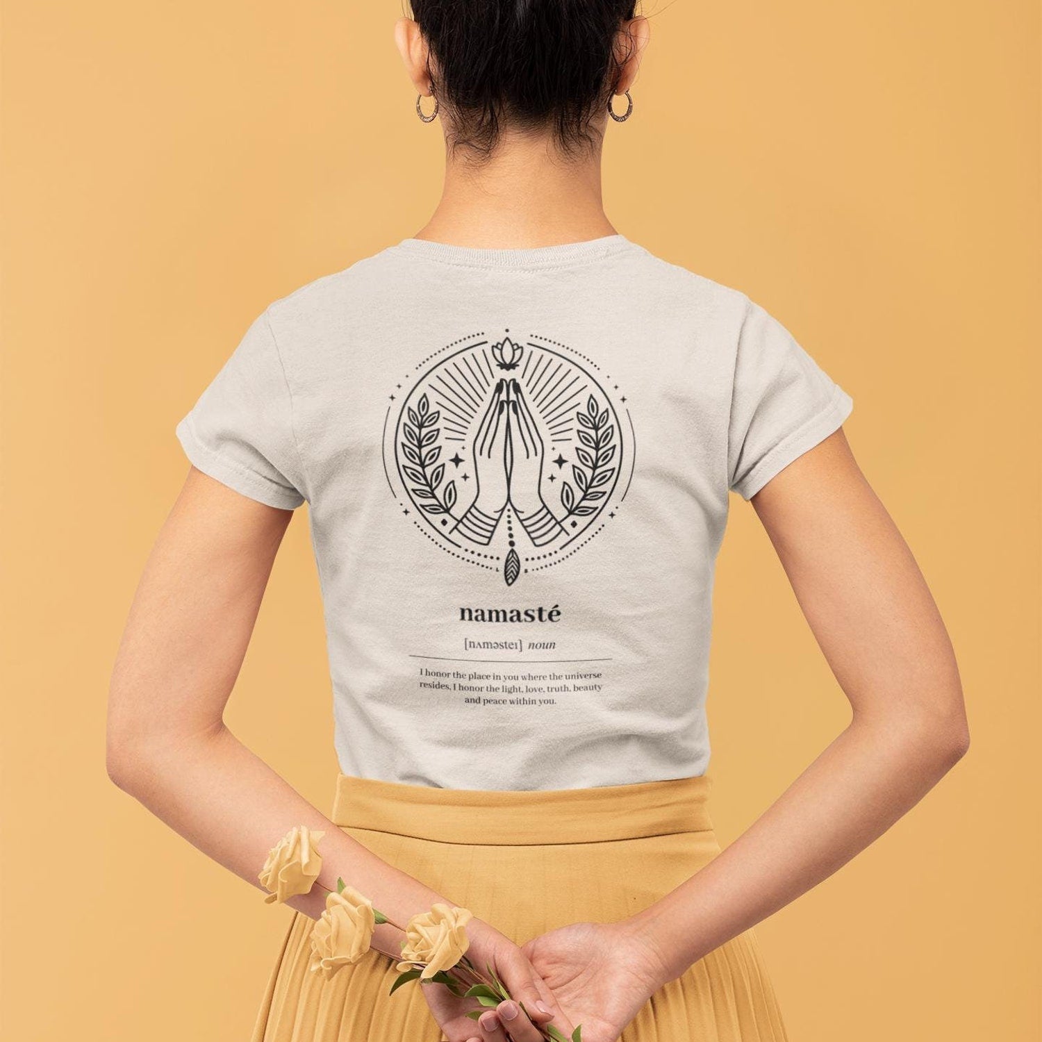 Namaste Yoga Shirt Back Print | Mindfulness Namaste Definition Self Care Spirituality Meditation Mental Health Pray Blessed Tee