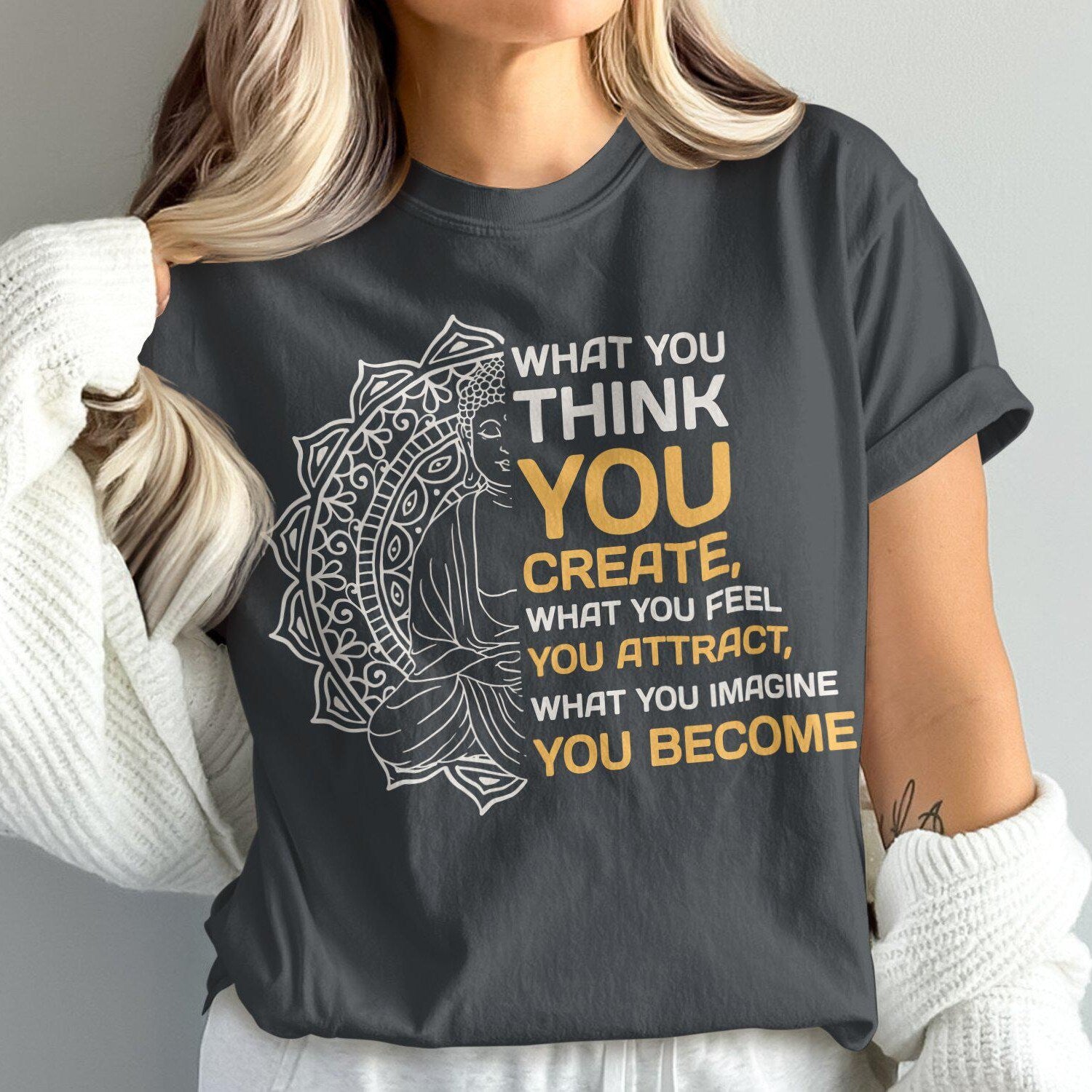 Comfort Colors Buddha Meditation Quotes T-Shirt | Motivational Spiritual Yoga Mindfulness Inspirational Graphic Shirt Tee