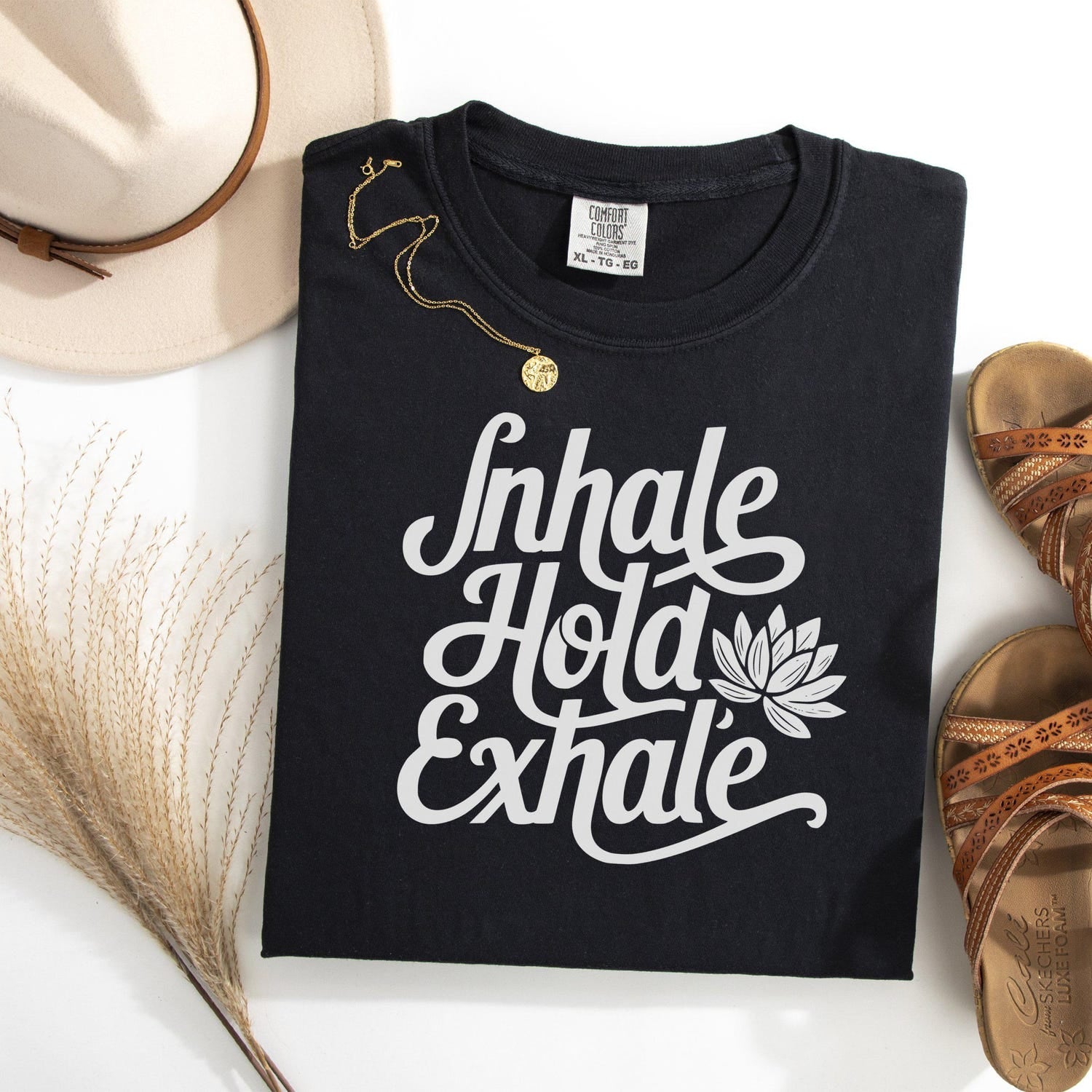 Inhale Exhale Yoga T-Shirt: Comfort ColorsÂ® Meditation Tee for Calmness