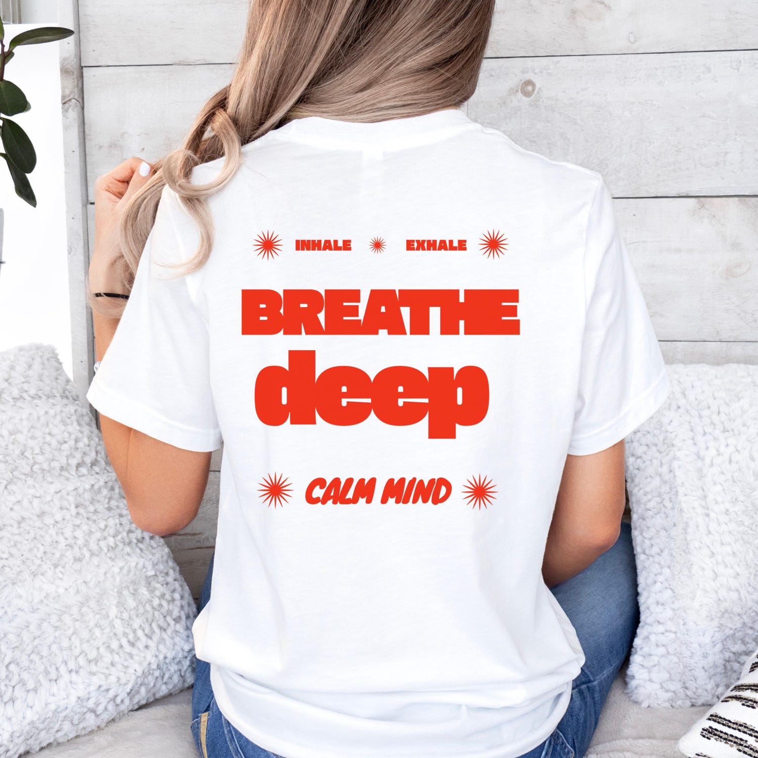 Breathe Deep Yoga Shirt: Bold Typography & Calm Mind Message for Breathwork