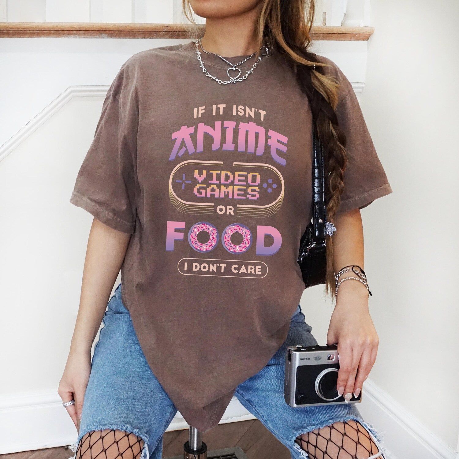 Funny Anime and Gaming T-Shirt for Retro Gamers and Food Lovers Comfort Colors Nerdy Gamer Gift for Him or Her
