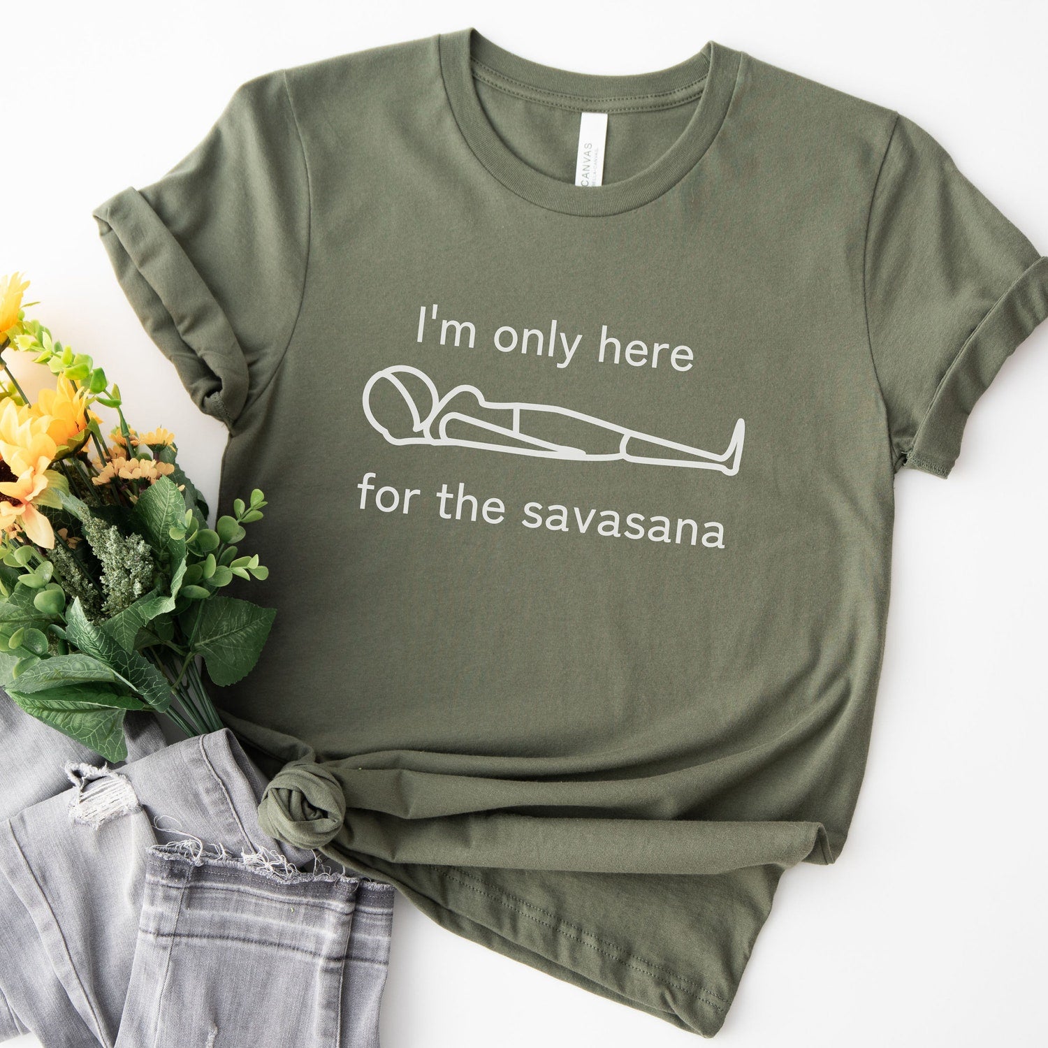 Yoga Savasana Tshirt: Funny Yoga Tee, Yogi Shirt, Namaste Meditation Clothing Gift