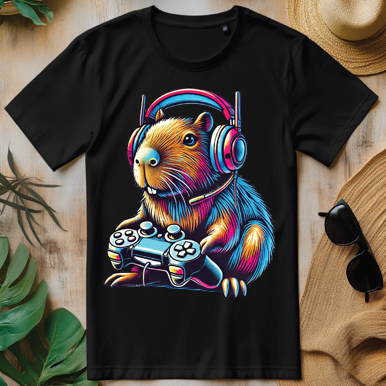 Capybara Gamer Video Games T-Shirt | Funny Animal Gaming Tee | Cute Rodent Gift