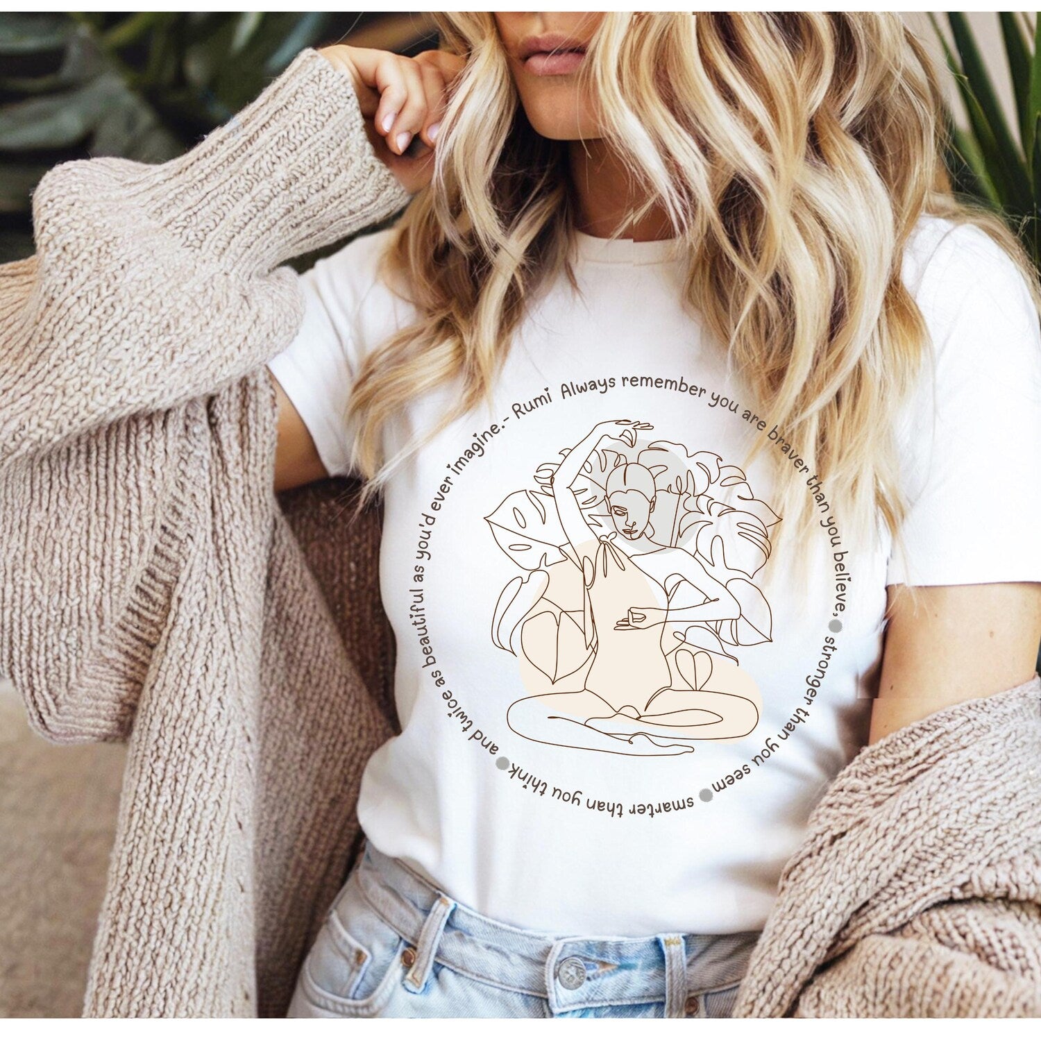 Rumi Quote Comfort Colors T-Shirt: Line Art Yoga Tee for Inspiration