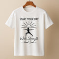 Motivational Yoga T-Shirt: Warrior Pose Graphic Tee - Wellness Gift for Strength