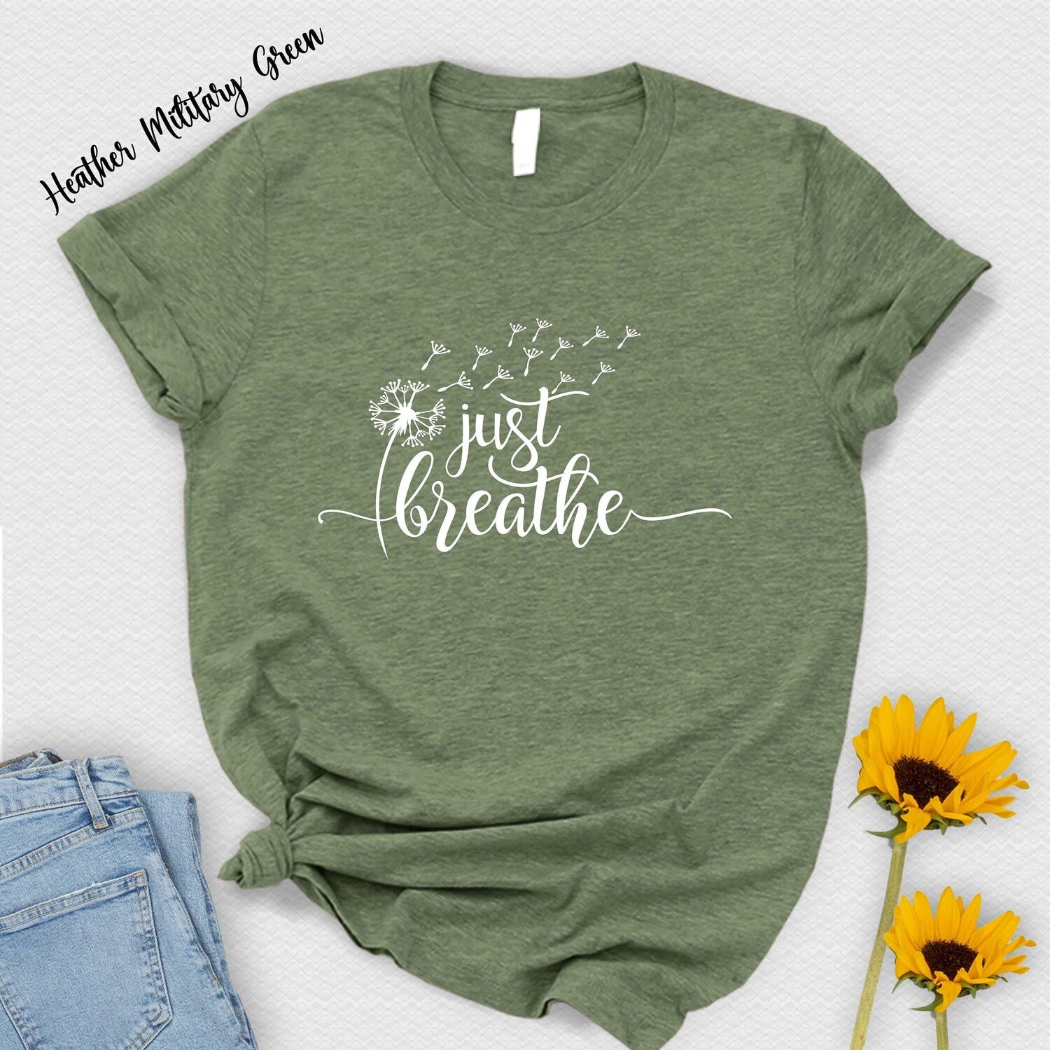 Just Breathe Dandelion Shirt: Spiritual Yoga Meditation Tee for Calmness