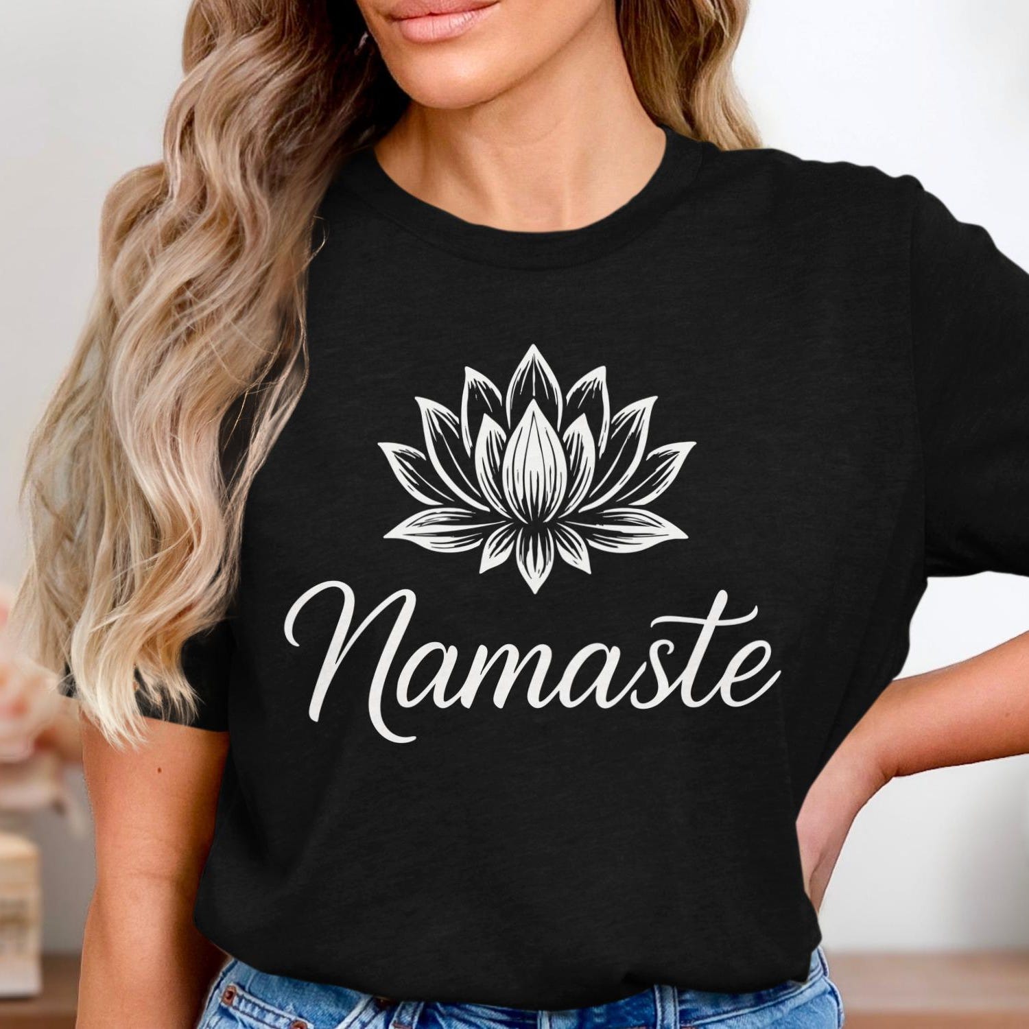 Namaste Yoga Shirt: Lotus Flower Meditation Tee, Mindfulness Spiritual Gift