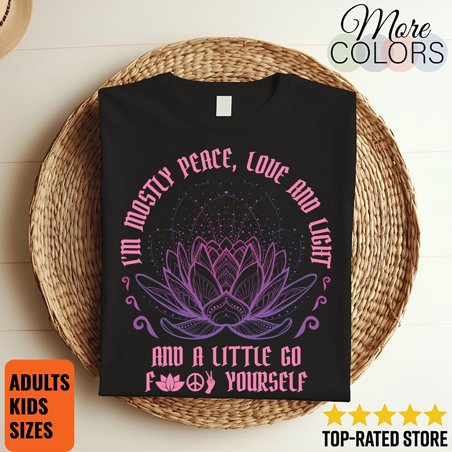 I'm Mostly Peace Love and Light Yoga Shirt: Funny Yoga Shirt, Namaste T Shirts Gift
