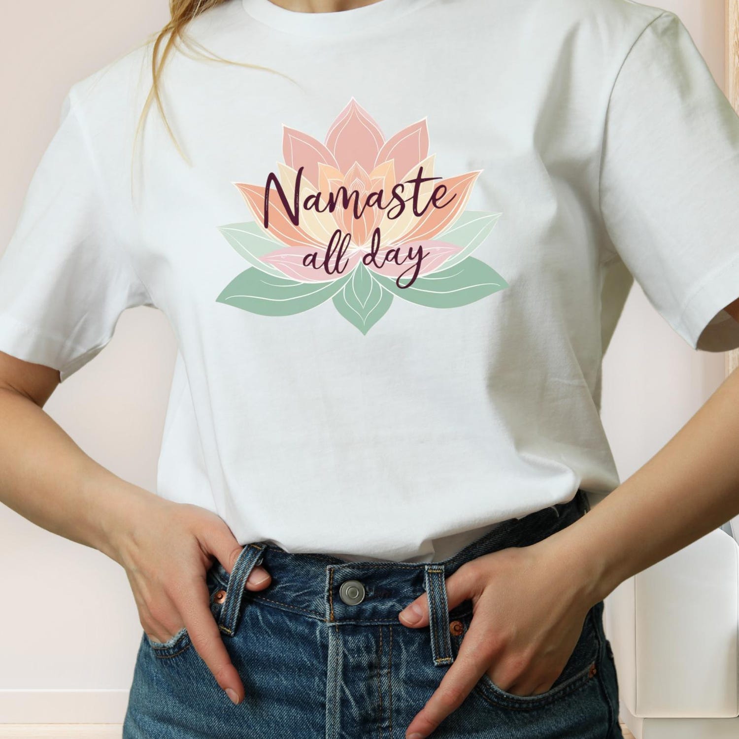 Pastel Lotus Flower Yoga T-Shirt | Namaste Meditation Tee Spiritual Gift Tee
