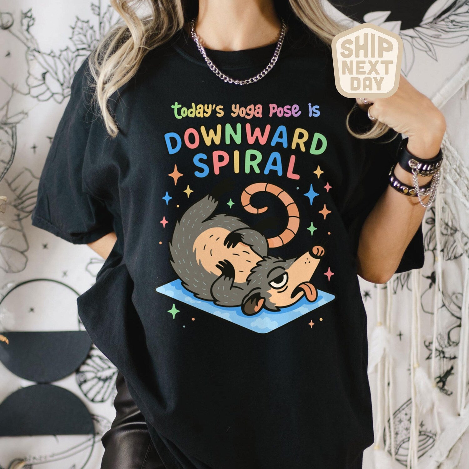 Todayâs Yoga Pose: The Downward Spiral Shirt: Funny Sarcastic Yoga Tee Gift
